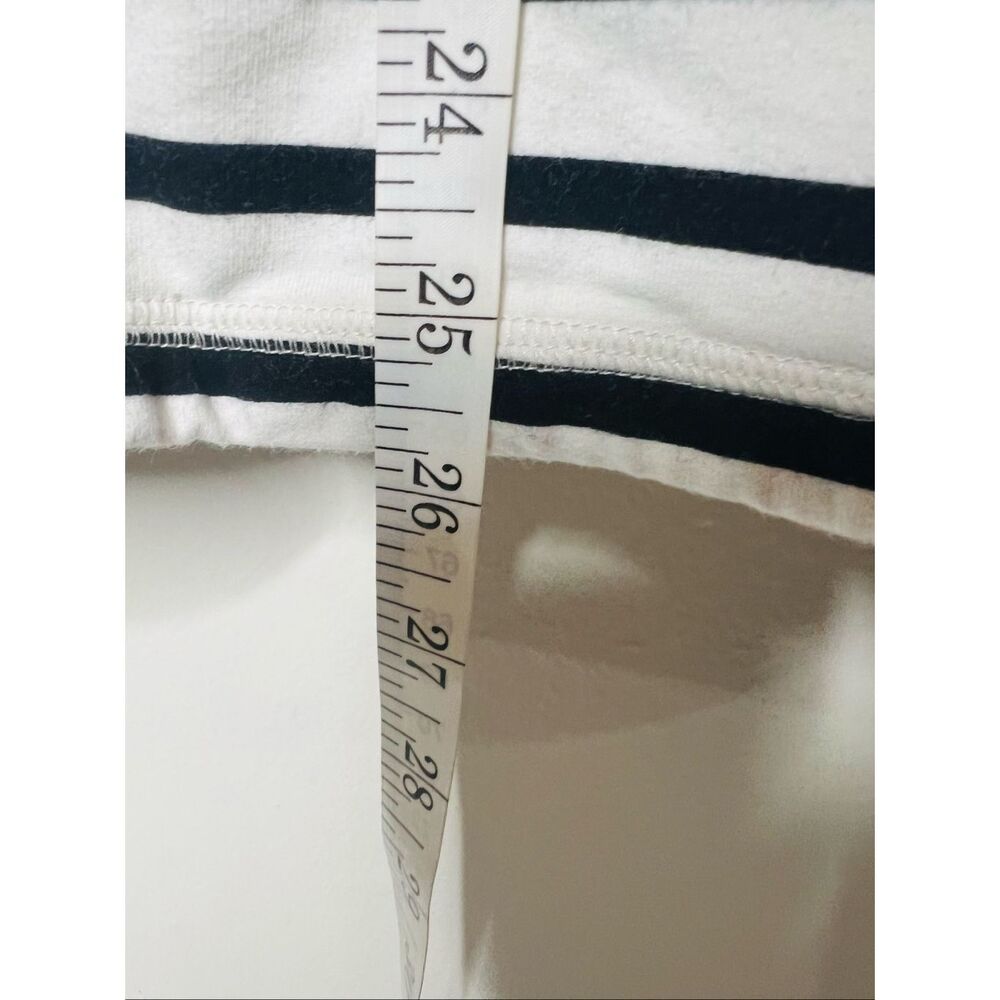 T by Talbots Coral Black White Stripe Pullover Popover Sz Large - Picture 8 of 8